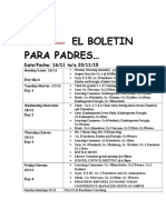 El Boletin para Padres : Date/Fecha: 16/11 To/a 20/11/15