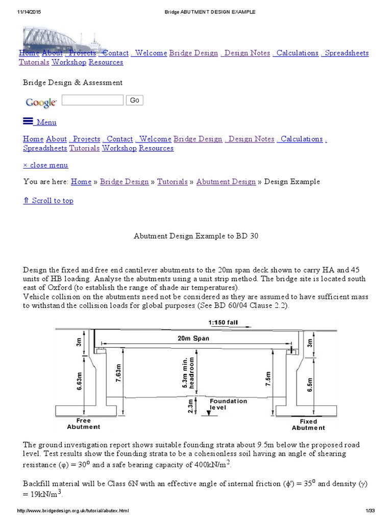Bridge Abutment Design Example PDF