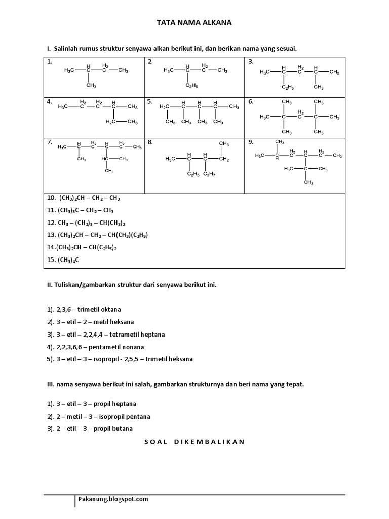 Contoh Soal Tata Nama Senyawa Kimia Dan Jawabannya
