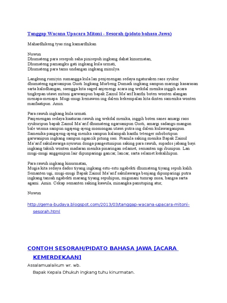 48+ Contoh naskah pidato upacara adat jawa terbaru terbarik