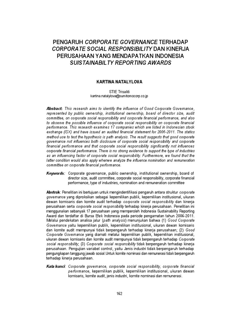 Corporate Governance and CSR Impact Analysis | PDF
