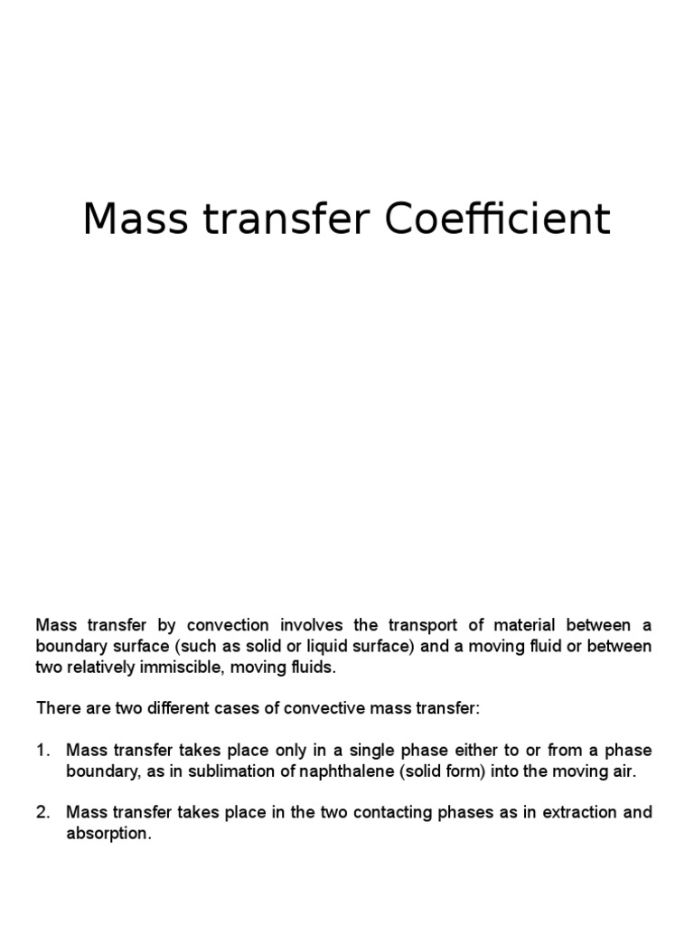 Understanding Mass Transfer Coefficient | PDF | Heat Transfer ...