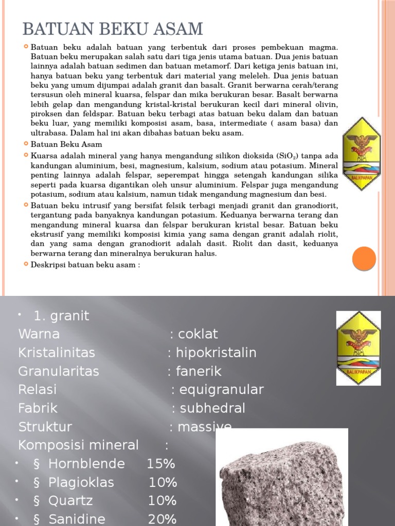 Batuan Beku Asam: Granit, Riolit, Dasit | PDF | Sains & Matematika