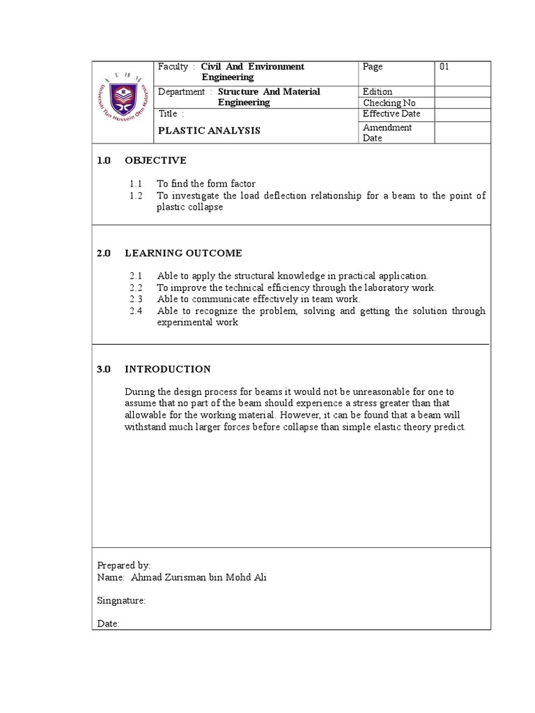 Plastic Analysis of Beam Structures | PDF | Bending | Beam (Structure)