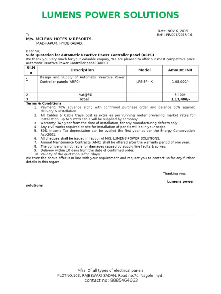 Apfc Quotation | PDF | Computers | Technology & Engineering