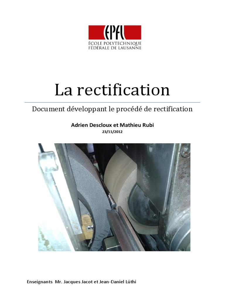 La rectification Rapport final.pdf Usinage Rectification (mécanique)
