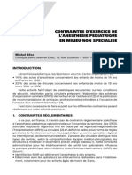 Contraintes D'exercice de L'anesthésie Pédiatrique en Milieu Non Spécialisé