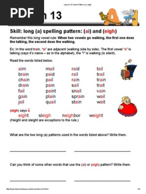 Lesson 13 Vowel Pattern Ai Eigh Pdf Letter Case Linguistics