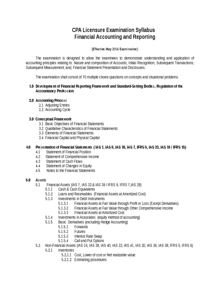 BOA Syllabus FAR PDF International Financial Reporting Standards