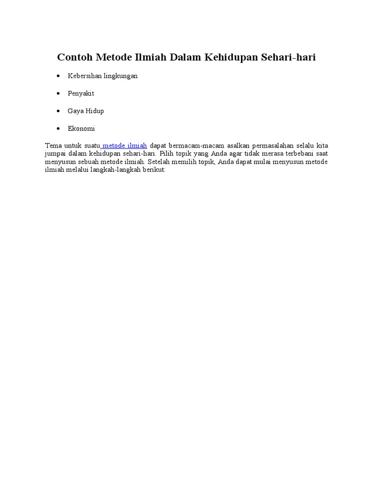 Contoh Metode Ilmiah Dalam Kehidupan Sehari Pdf