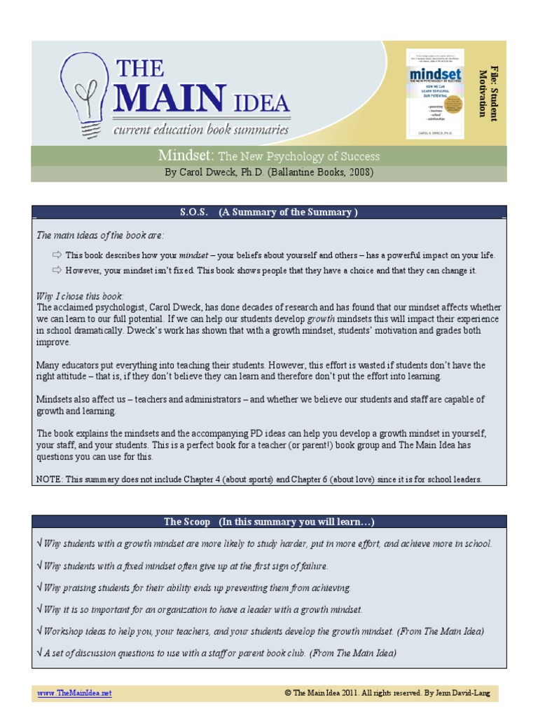 TheMainIdea Mindset Summary | PDF