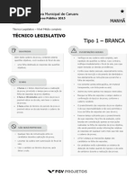 Fgv 2015 Camara Municipal de Caruaru Pe Tecnico Legislativo Prova