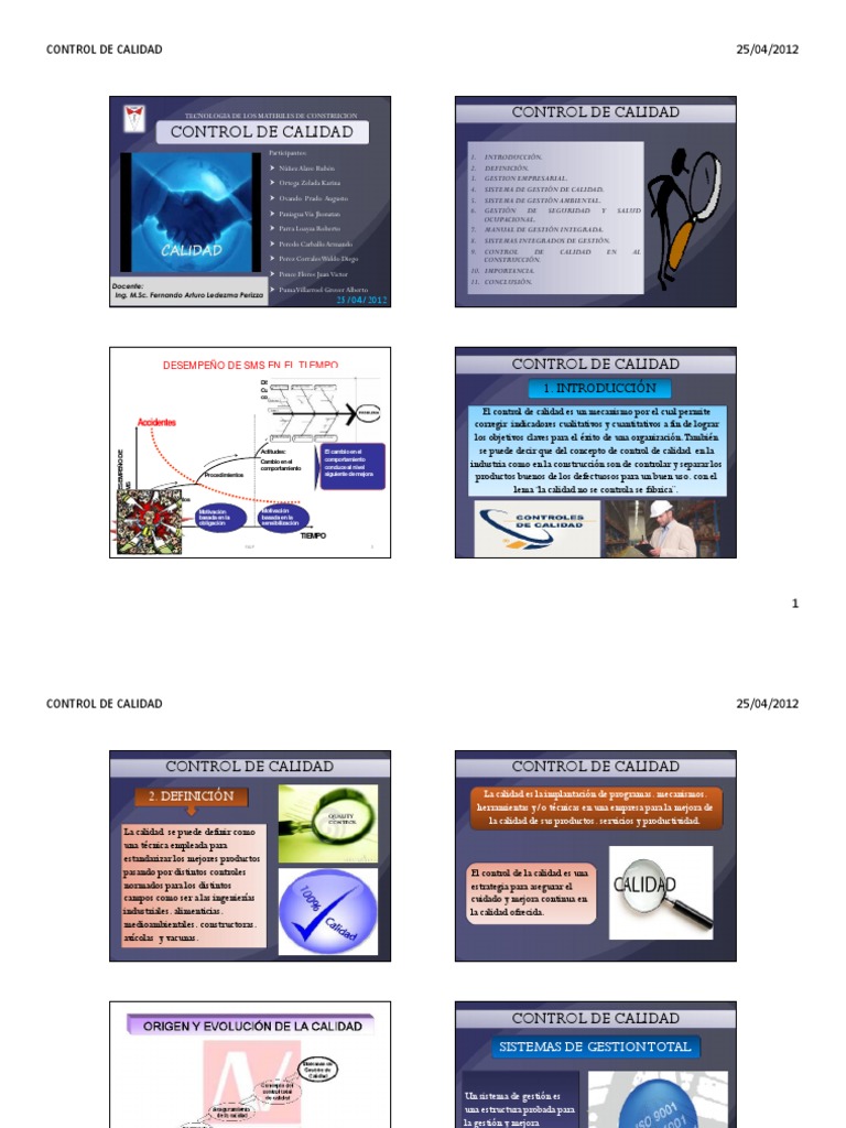 Presentacion Control de Calidad Umss | PDF | Calidad (comercial ...