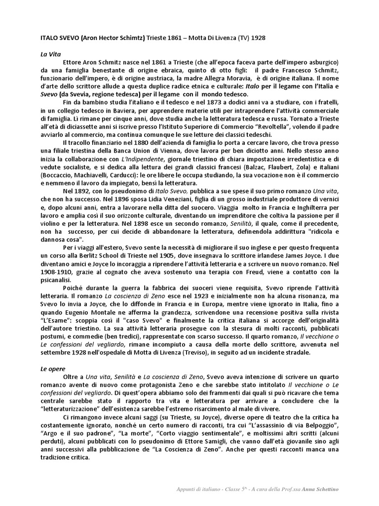 Il Ritratto Dell'inetto Capitolo 1 Riassunto