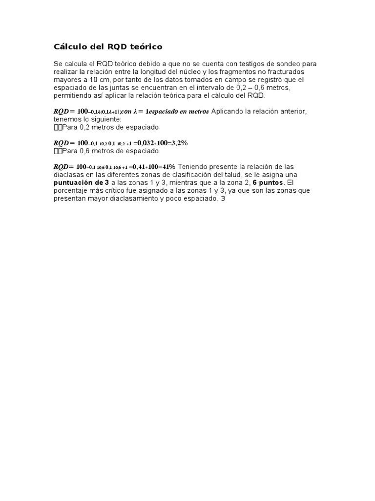 Cálculo Del RQD Teórico | PDF