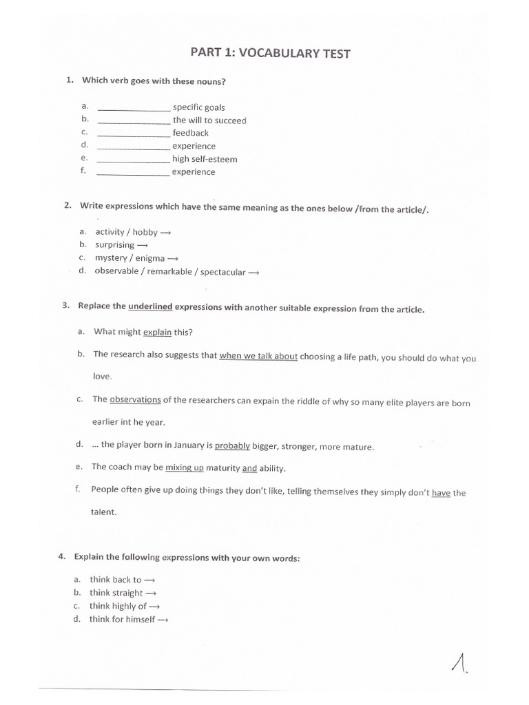 English Unlimited B2 - Test Unit 1 and 2 | PDF