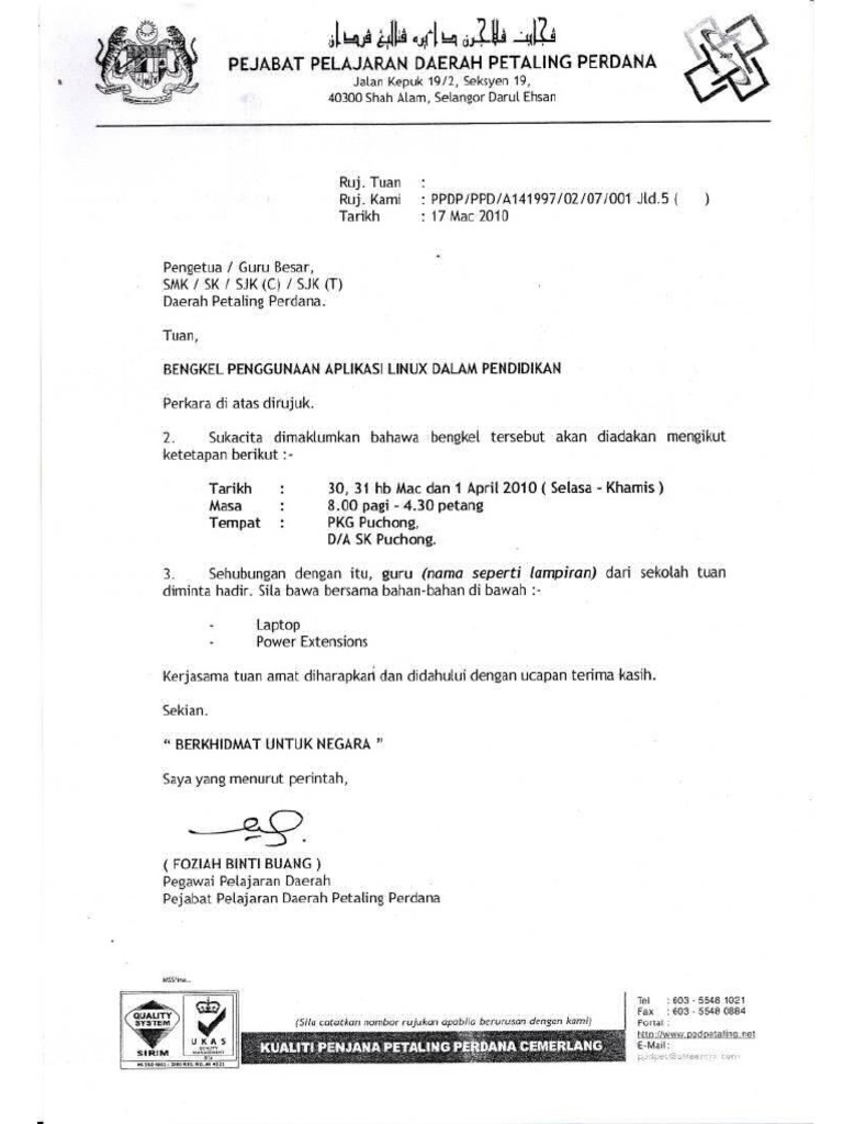 Surat Penggilan Ppd Petaling Perdana