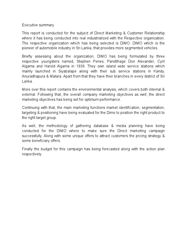 Executive Summary | PDF | Target Audience | Economic Growth