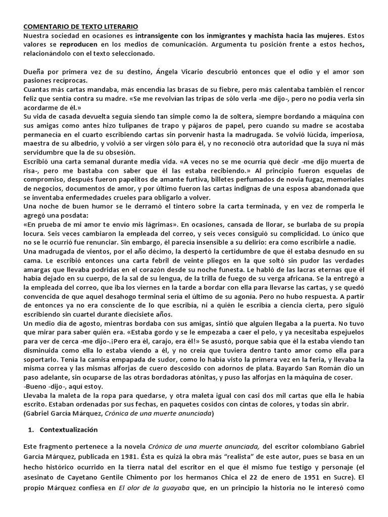 Comentario de Texto Literario Cronica Narración