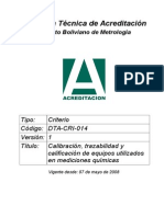 Calibración y trazabilidad de equipos químicos