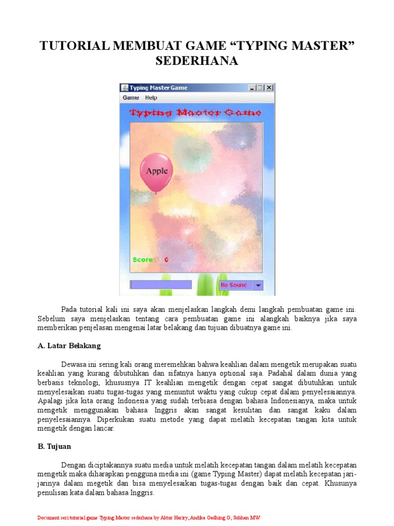 Tutorial Game Typing Master Java | PDF