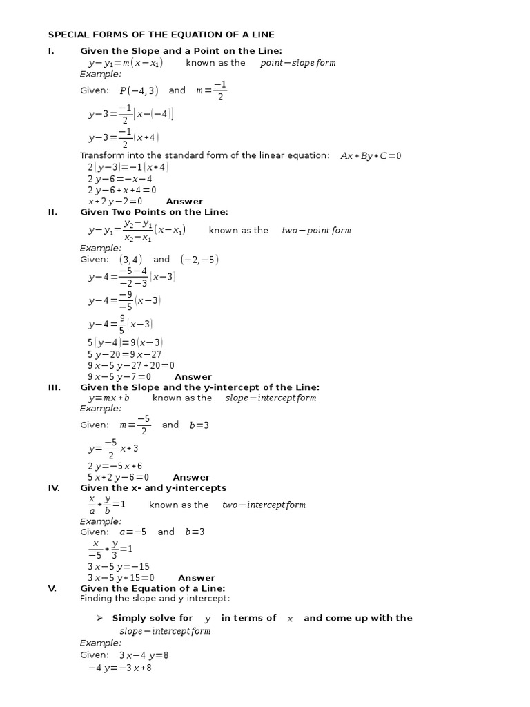 Line Equation Forms Explained | PDF
