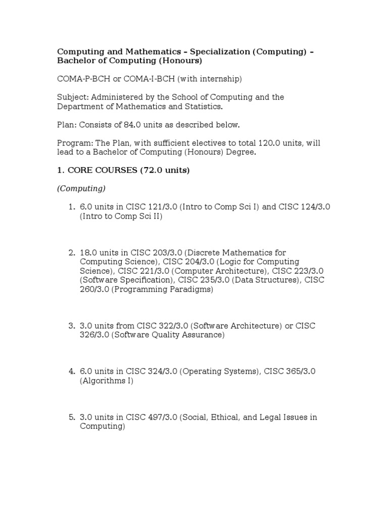 Bachelor of Computing (Honours) Program | PDF | Teaching Mathematics ...
