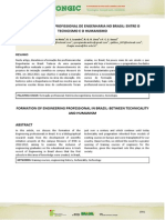 A Formação Do Profissional de Engenharia No Brasil - Entre o Tecnicismo e o Humanismo