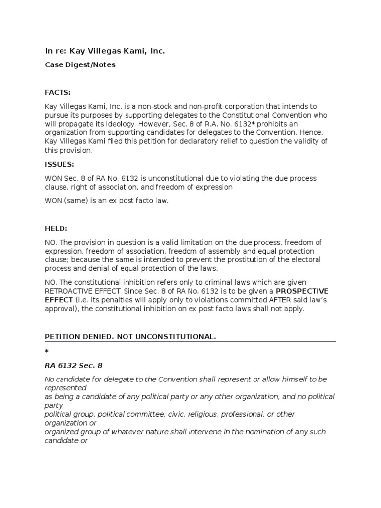 Kay Villegas Kami Case Summary | PDF
