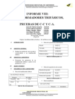 Informe 8 Transformadores Trifasicos Pruebas Cc CA