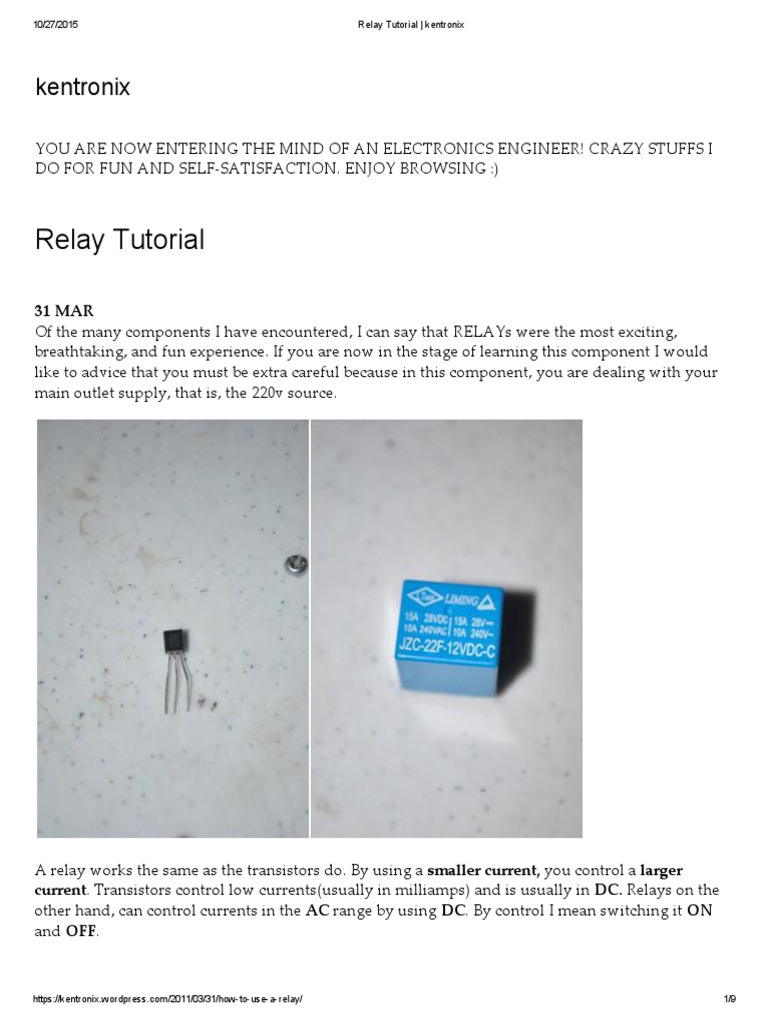 Relay Tutorial Kentronix Switch Relay