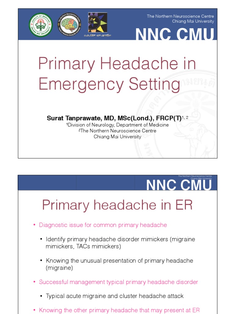 Primary Headache Management in ER | PDF | Headache | Migraine