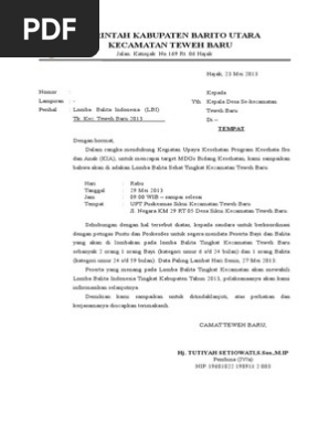 Surat Pemberitahuan Lomba Balita