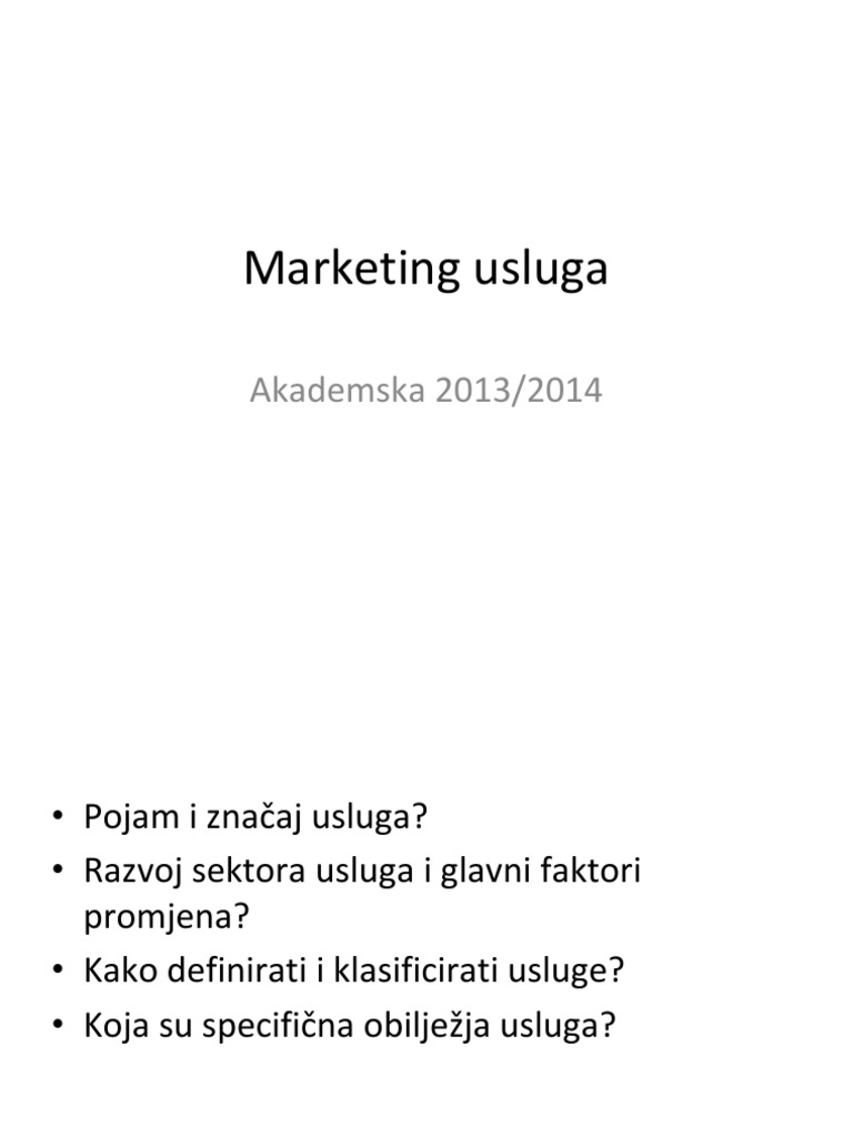 Marketing Usluga | PDF
