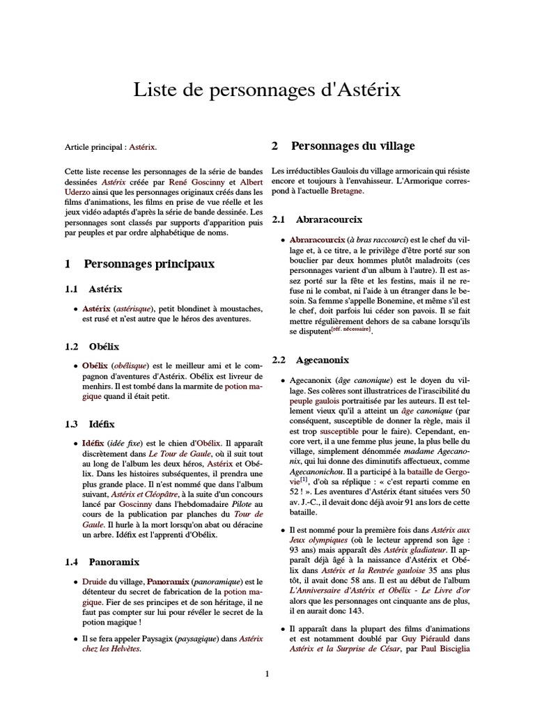 Liste De Personnages D Asterix Anthologies De Comics œuvres