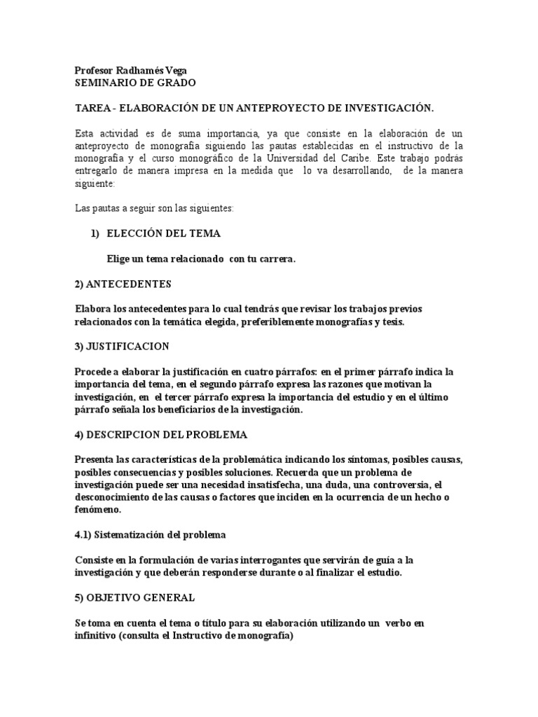Pasos para Elaborar Un Anteproyecto | PDF | Science | Conceptos