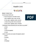 Health Unit: Section 1: Multiple Choice