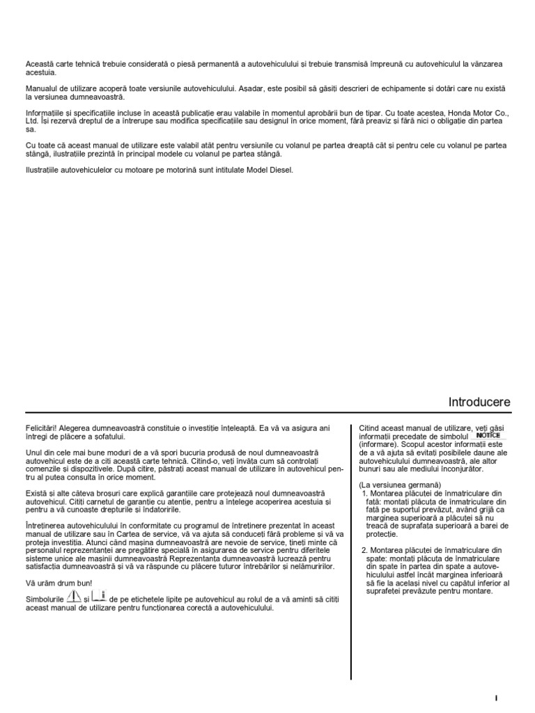 Manual de Utilizare Honda Accord