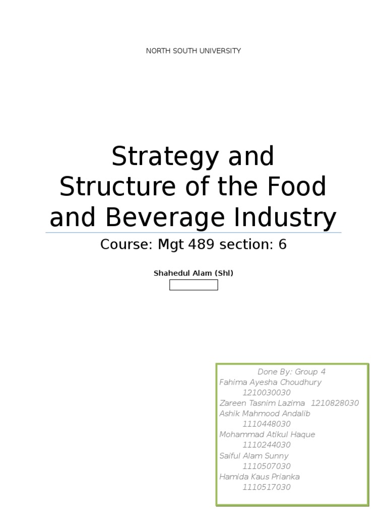 Industry Report of Bangladesh Food and Beverage Industry PDF Food