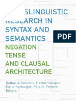 Crosslinguistic Research in Syntax And Semantics
