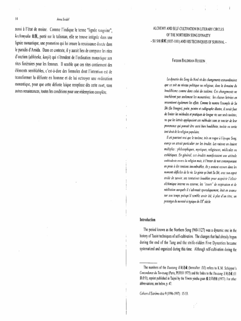 Baldrian Hussein Farzeen Alchemy And Self Cultivation In Literary Circles Of The Northern Song Dynasty Su Shi And His Techniques Of Survival