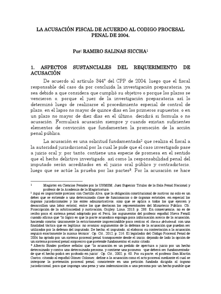 La Acusación Fiscal en El Código Procesal Penal 2004 | PDF | Derecho ...
