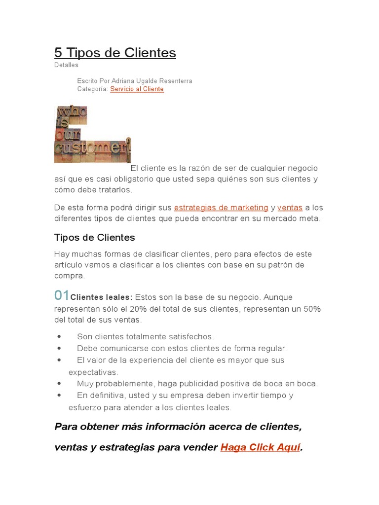 5 Tipos de Clientes y Cómo Atenderlos | PDF | Cliente | Marca