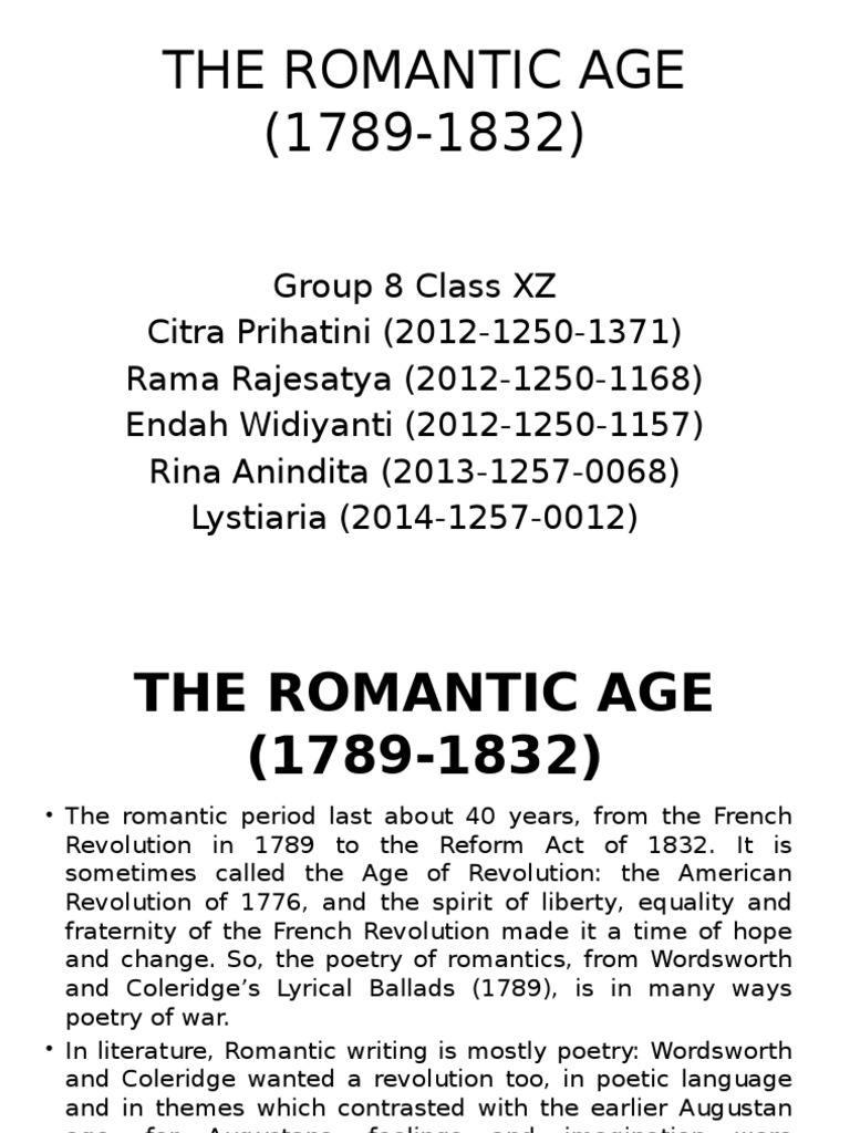 The Romantic Age | PDF | John Keats | William Wordsworth