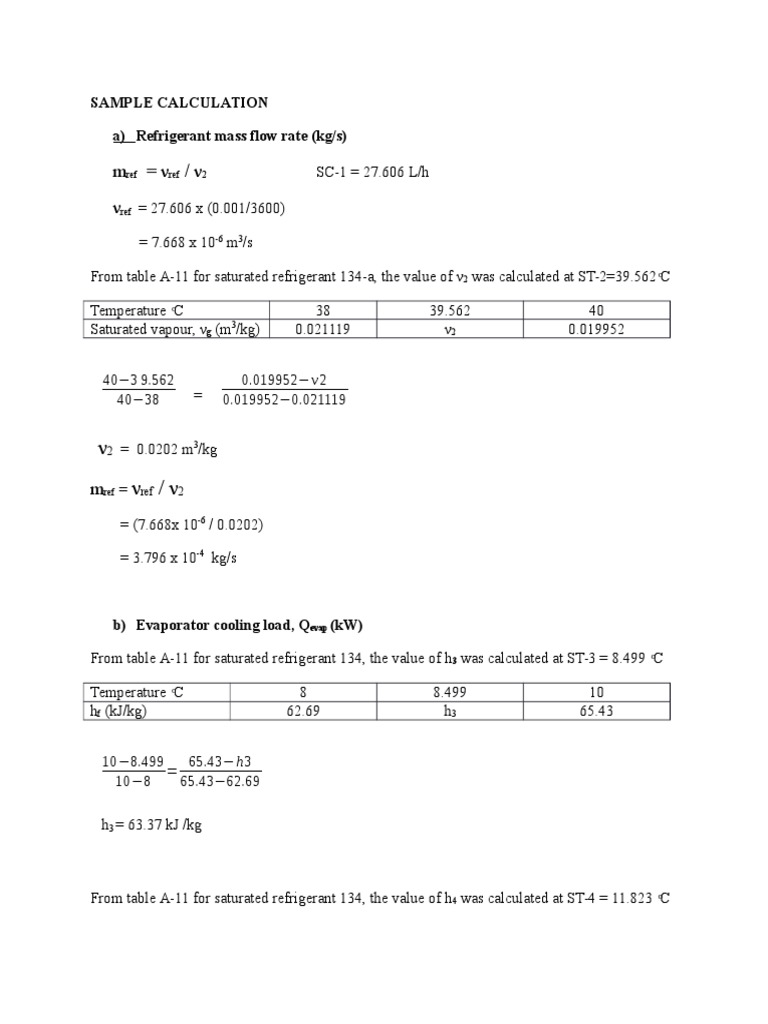Sample Calculation Refrigerant | PDF | Technology & Engineering