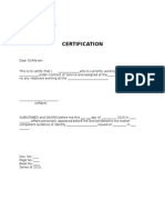 Certification Affidavit of No Relative