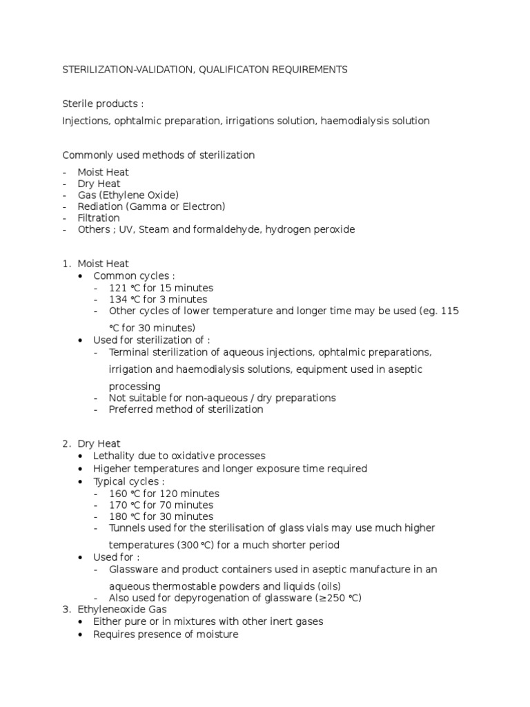 Sterilization Validation, Qualification Requirements PDF