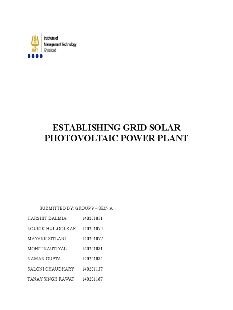 Establishing Grid Solar Photovoltaic Power Plant | PDF | Home & Garden ...