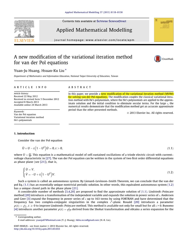 Van der Pol Equation Solution Method | PDF | Calculus Of Variations ...