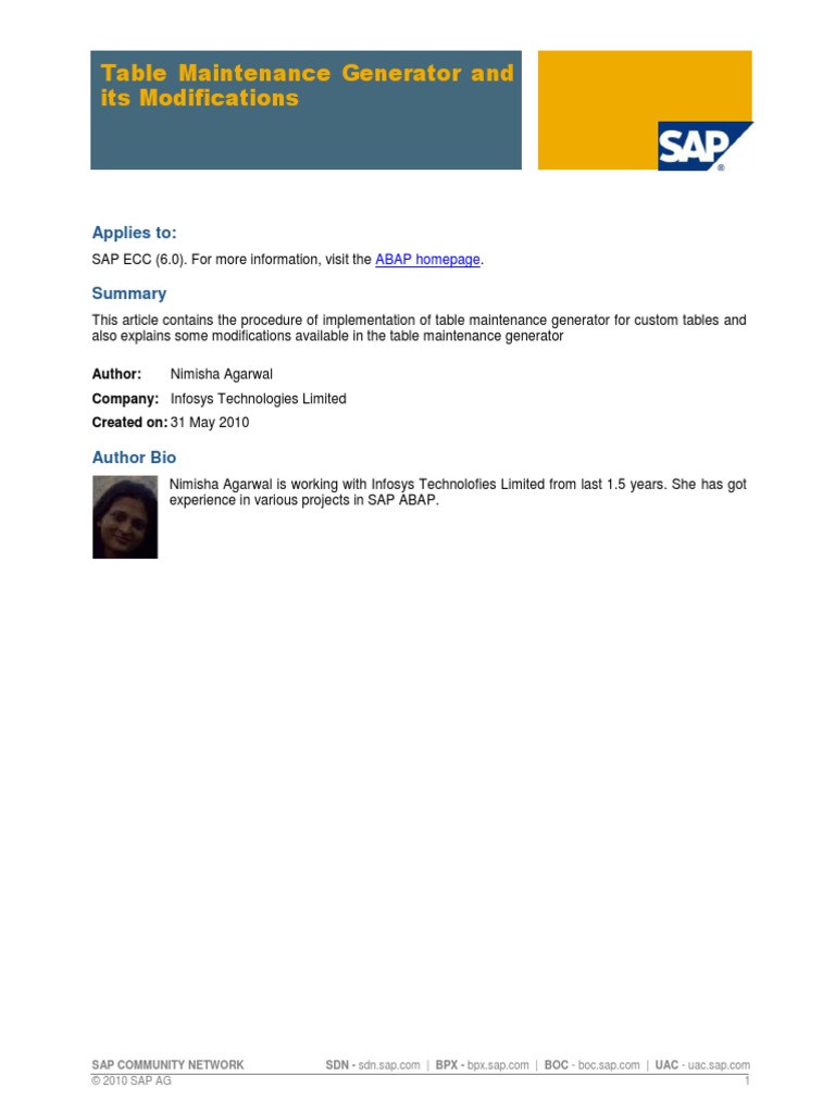 Table Maintenance Generator and Its Modifications | PDF | Computing ...
